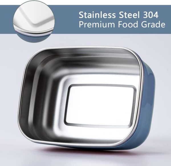 Leak Proof Steel Food Containers - Snack Stainless Steel Containers - Ideal for Educational Settings & Daycare - Nesting Trio with Silicone Lids - 47oz+30oz+16oz - Dark Blue - Image 2
