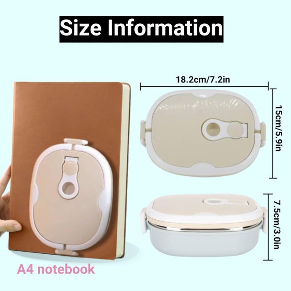 Lunch Box 900ml 1 Layer Hot Food Lunch Containers Portable Lunchbox Stackable 304 Stainless Steel Adult Bento Lunch Box Cold Food Storage Bowl for School Office Outdoor Travel - Image 2