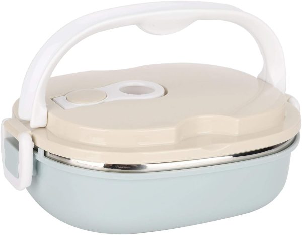 Lunch Box 900ml 1 Layer Hot Food Lunch Containers Portable Lunchbox Stackable 304 Stainless Steel Adult Bento Lunch Box Cold Food Storage Bowl for School Office Outdoor Travel
