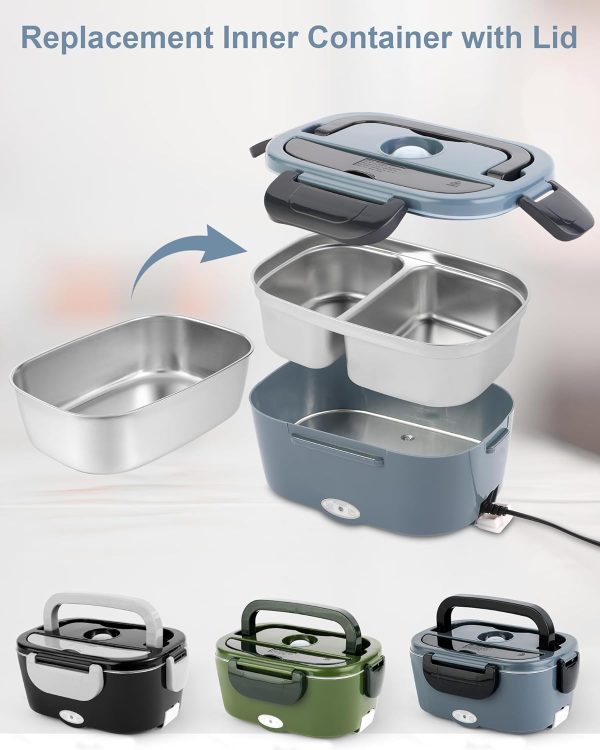 1.5L Lunch Box Inner Container with Lid, Single Compartment Stainless Steel Food Container, Removable Replacement Tray, Dishwasher Safe - Image 2