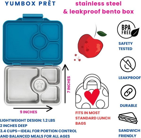 Stainless Steel Bento Box – Leakproof, Reusable Lunch Container for Kids & Adults – Sandwich & Snack Friendly, BPA-Free, Durable Food Box (Normandy Blue) - Image 2
